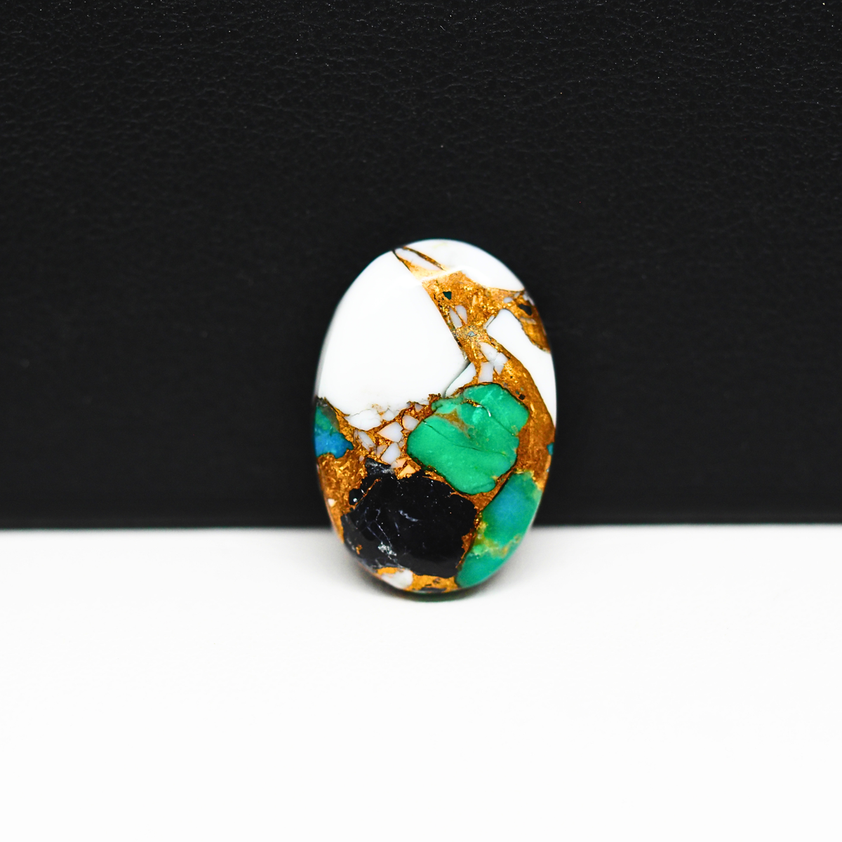 Turquoise & White Buffalo Cabochon 21x14mm 11.5ct Oval – Kingman, Arizona