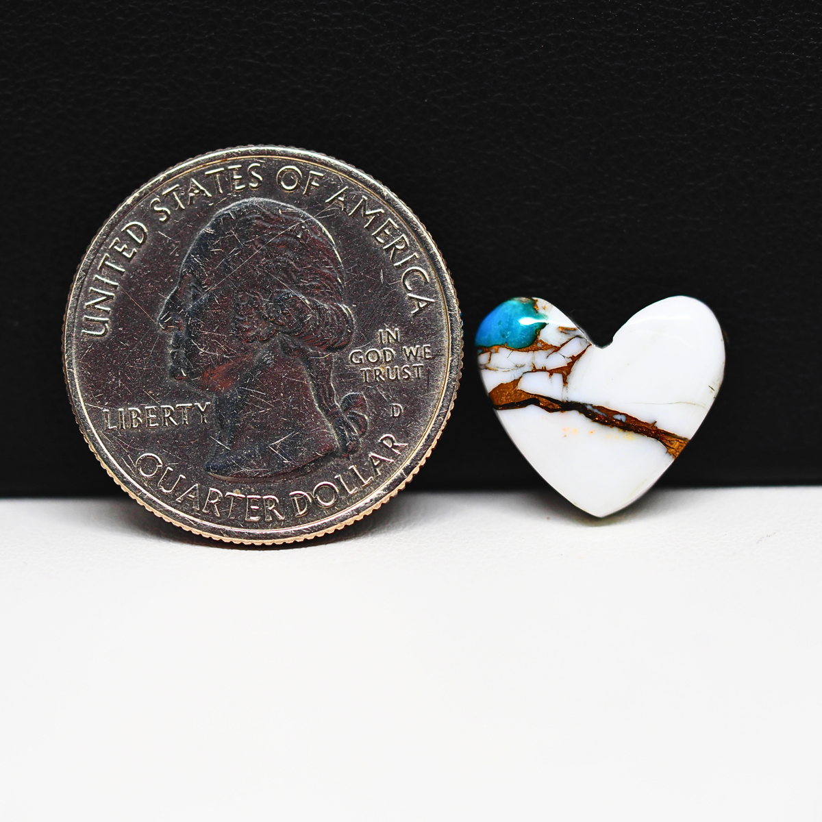 Turquoise & White Buffalo Cabochon 13x14mm 6ct Heart – Kingman, Arizona