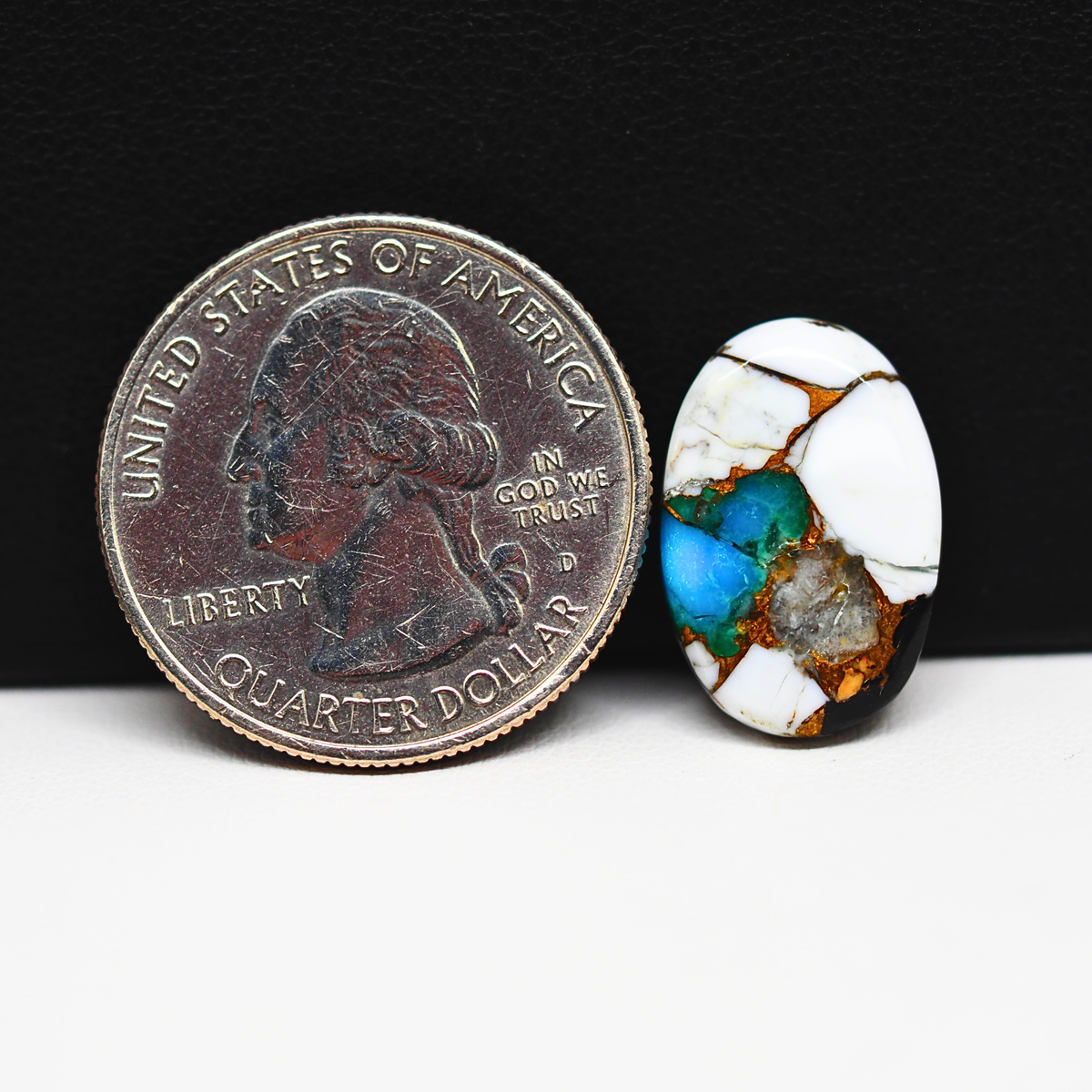 Turquoise & White Buffalo Cabochon 18x12mm 7.5ct Oval – Kingman, Arizona