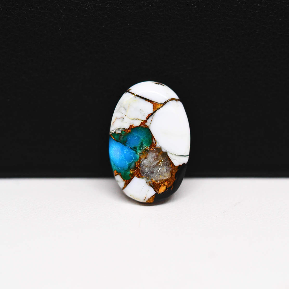 Turquoise & White Buffalo Cabochon 18x12mm 7.5ct Oval – Kingman, Arizona