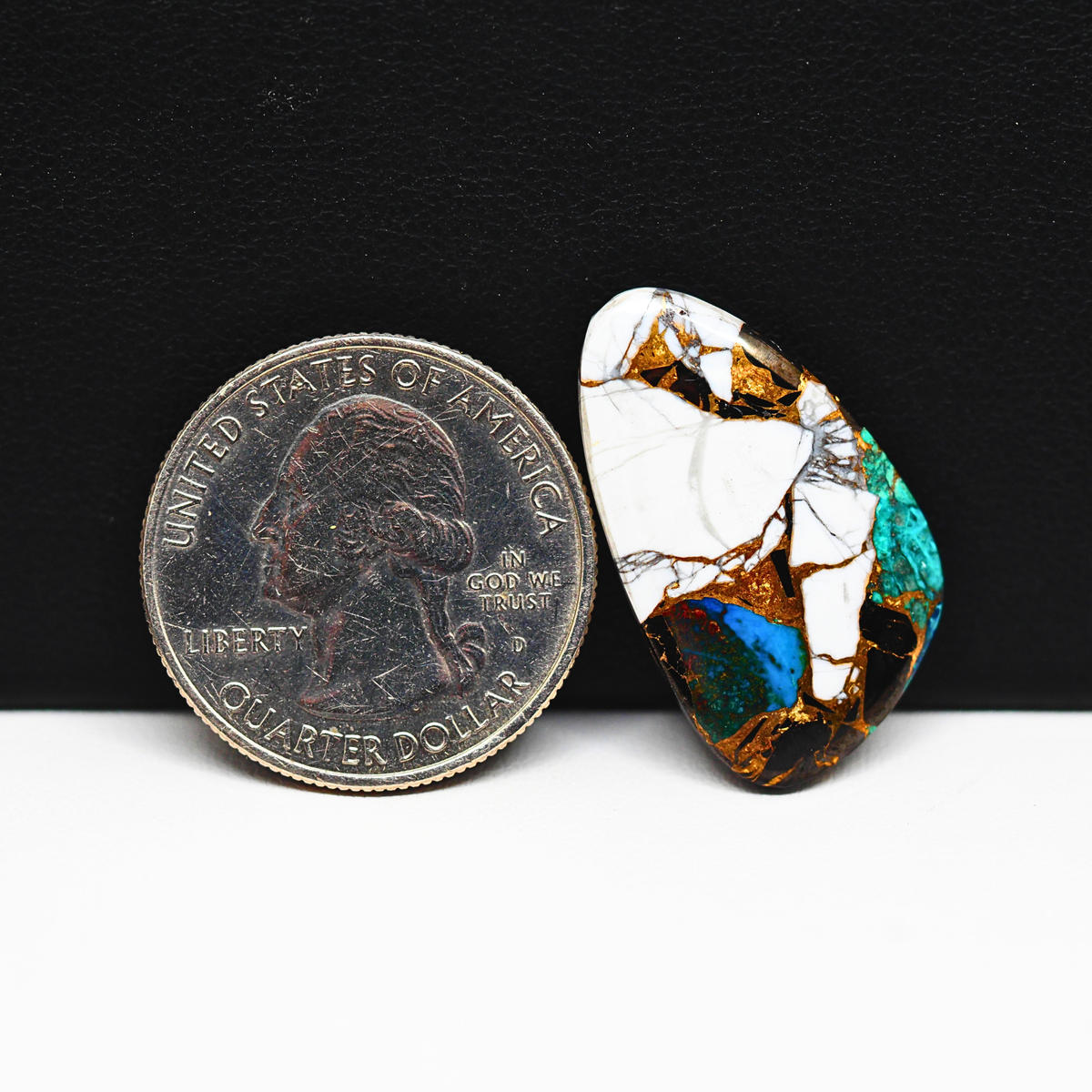 Turquoise & White Buffalo Cabochon 27x16mm 11ct Freeform – Kingman, Arizona