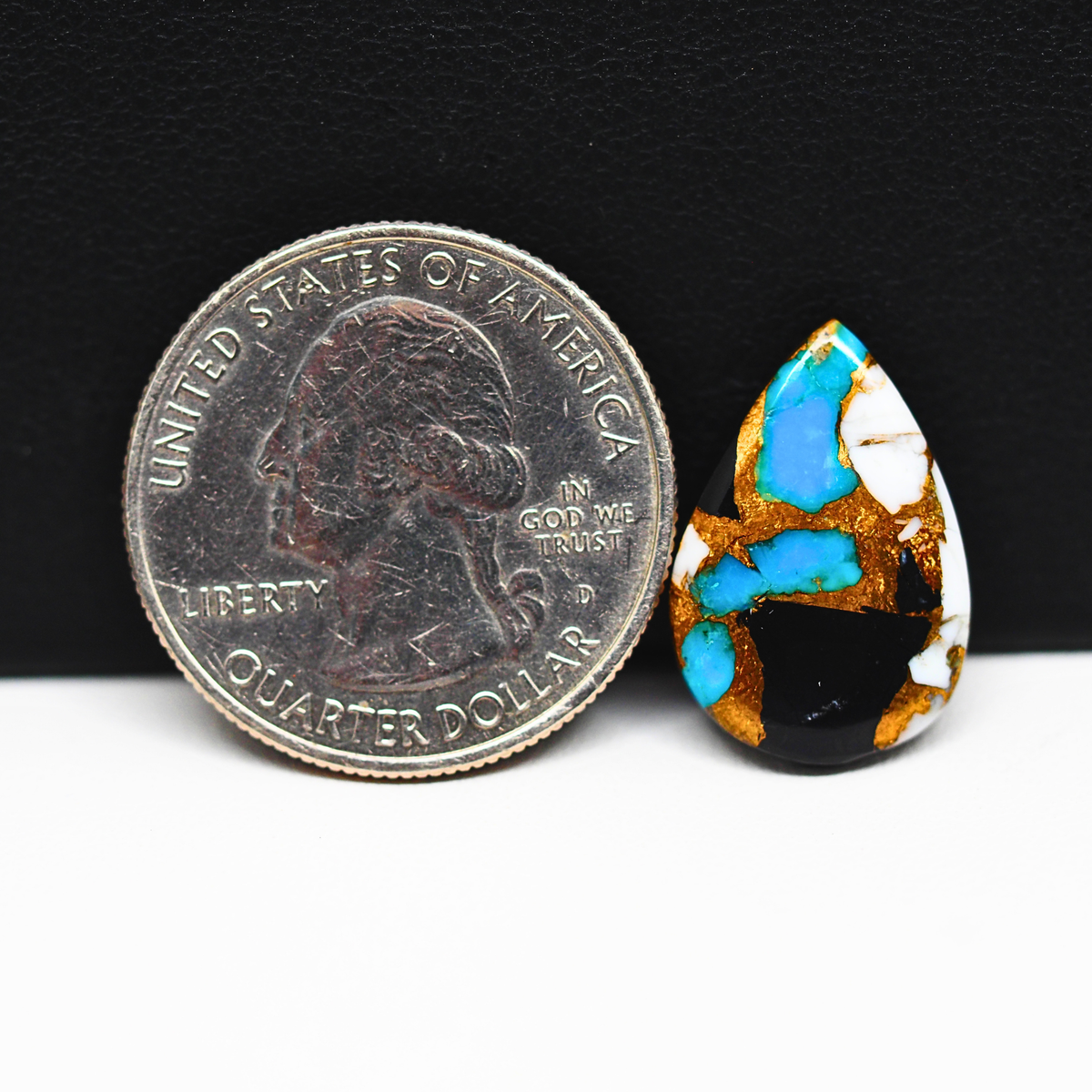 Turquoise & White Buffalo Cabochon 19x13mm 8ct Pear – Kingman, Arizona