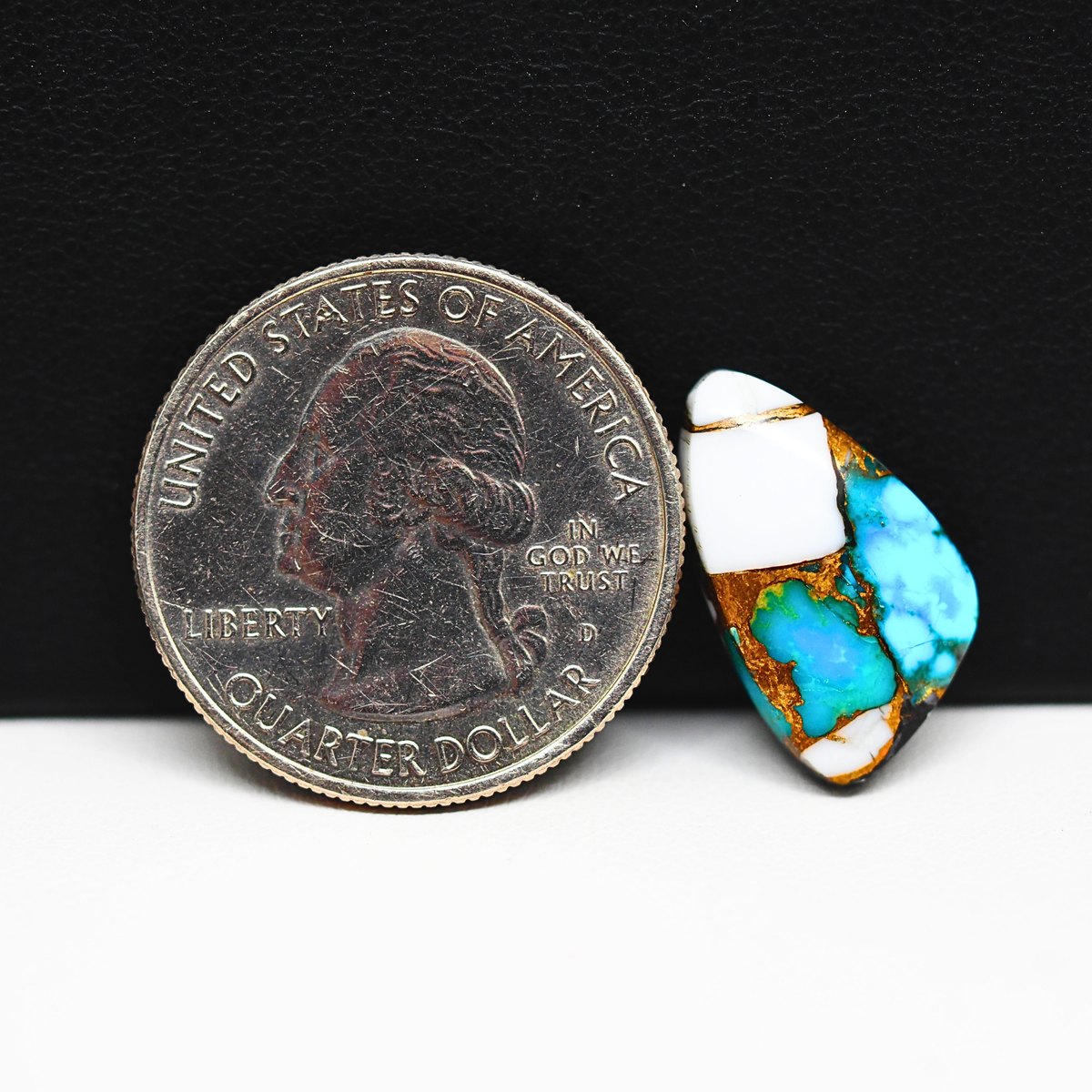 Turquoise & White Buffalo Cabochon 12x11mm 7ct Freeform – Kingman, Arizona