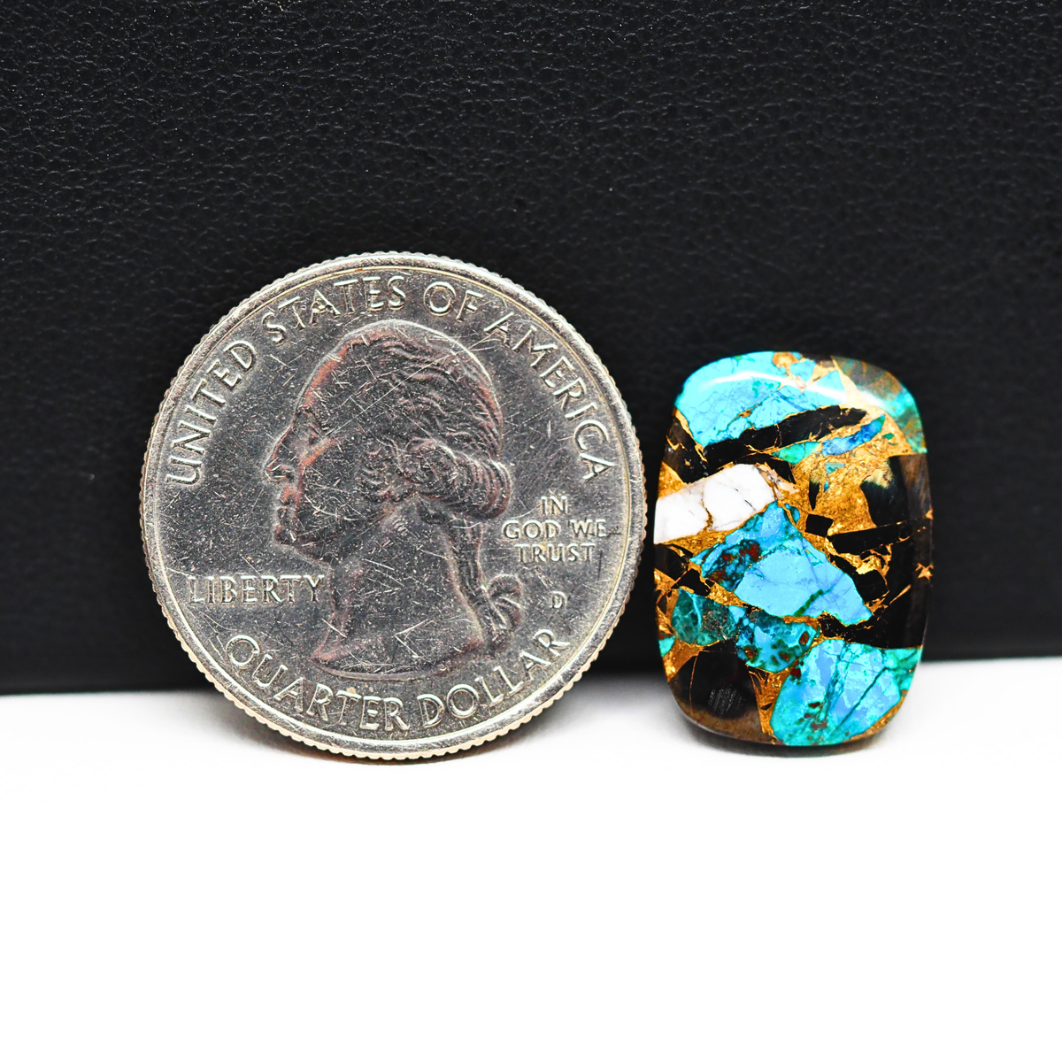 Turquoise & White Buffalo Cabochon 19x13mm 8ct Cushion – Kingman, Arizona