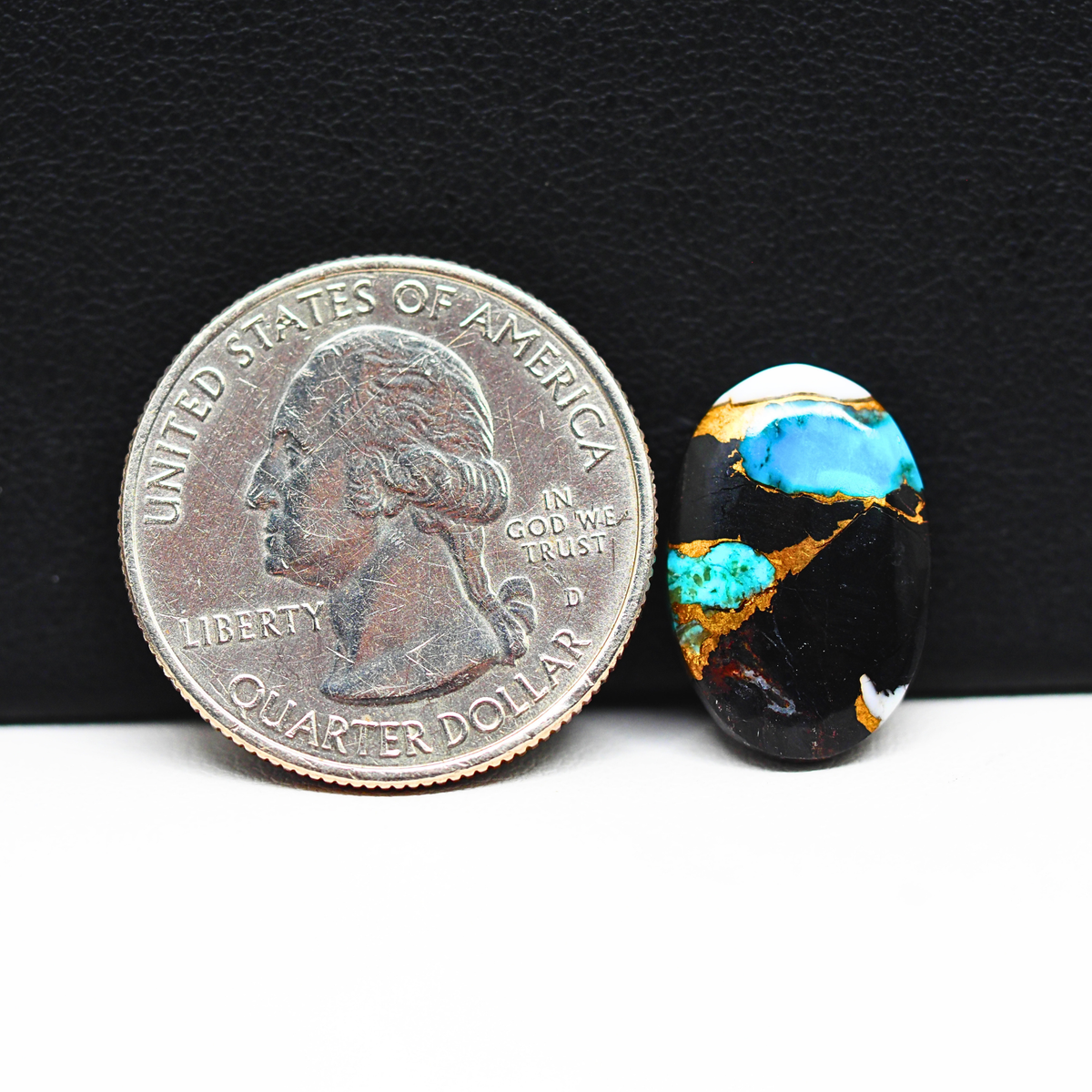 Turquoise & White Buffalo Cabochon 18x12mm 6.5ct Oval – Kingman, Arizona