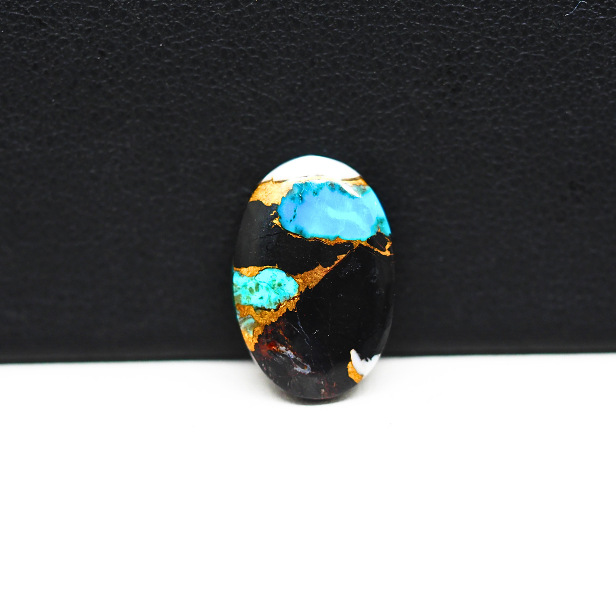 Turquoise & White Buffalo Cabochon 18x12mm 6.5ct Oval – Kingman, Arizona