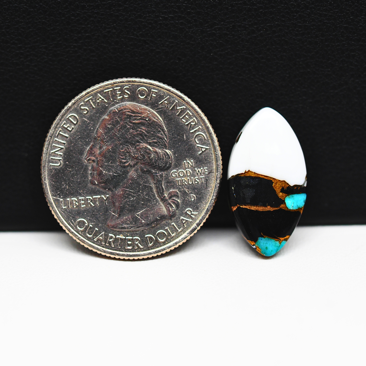 Turquoise & White Buffalo Cabochon 19x10mm 7ct Marquise – Kingman, Arizona