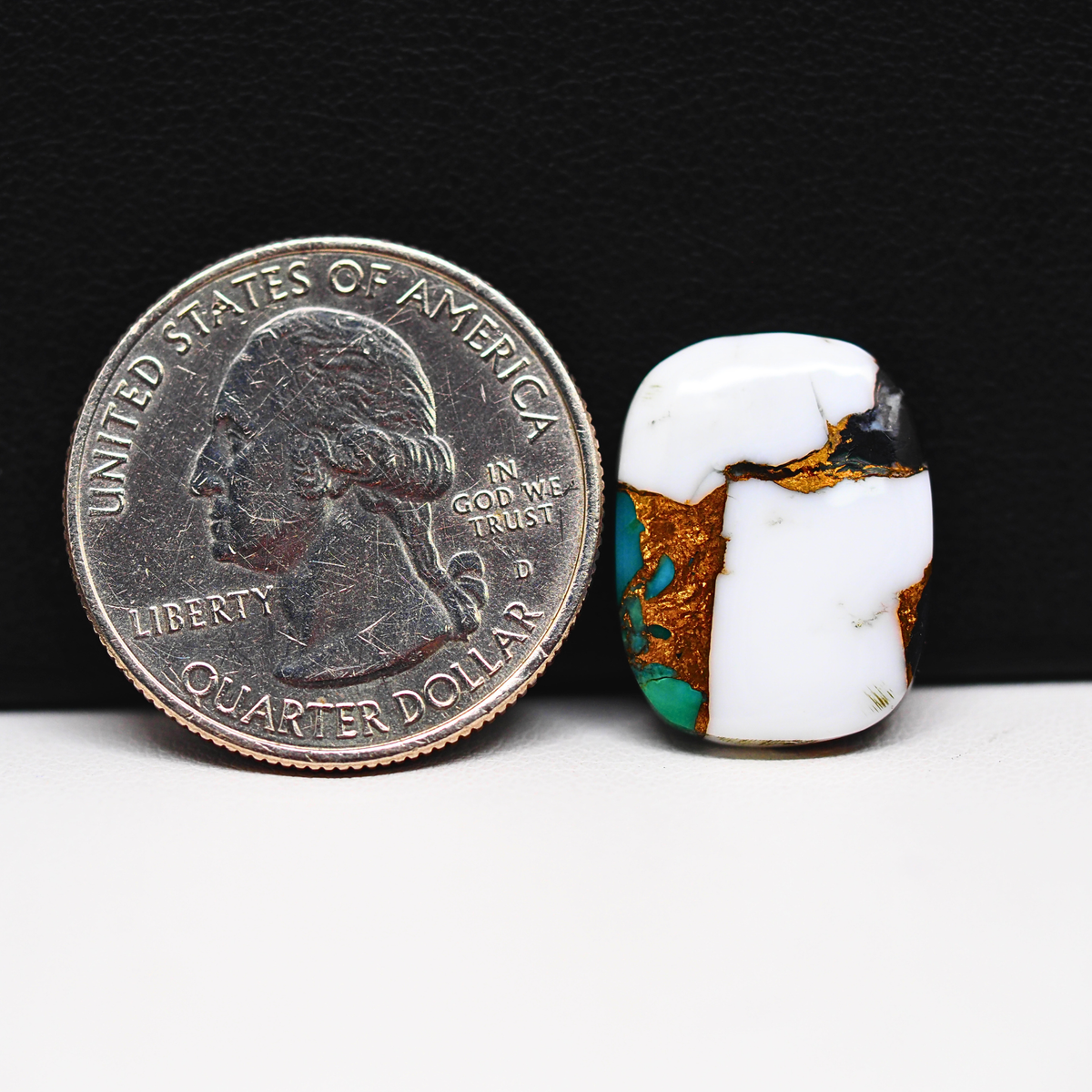Turquoise & White Buffalo Cabochon 19x14mm 9.5ct Cushion – Kingman, Arizona