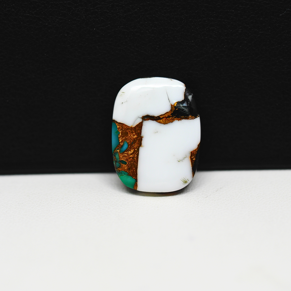 Turquoise & White Buffalo Cabochon 19x14mm 9.5ct Cushion – Kingman, Arizona