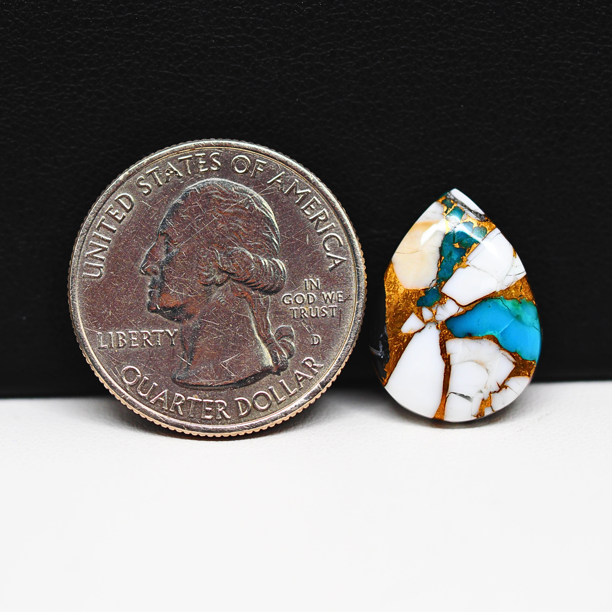 Turquoise & White Buffalo Cabochon 19x14mm 8.5ct Pear – Kingman, Arizona