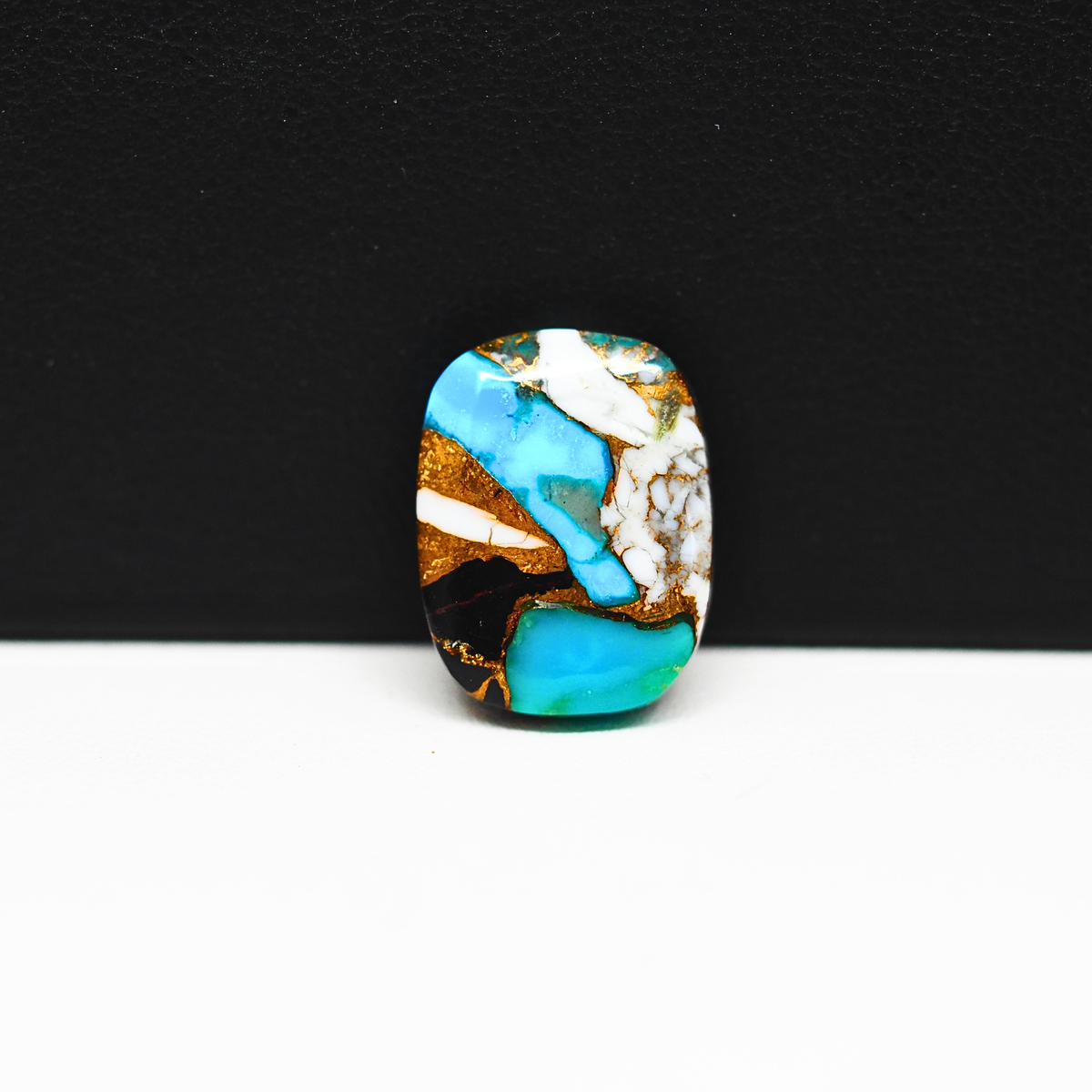 Turquoise & White Buffalo Cabochon 16x13mm 7ct Cushion – Kingman, Arizona