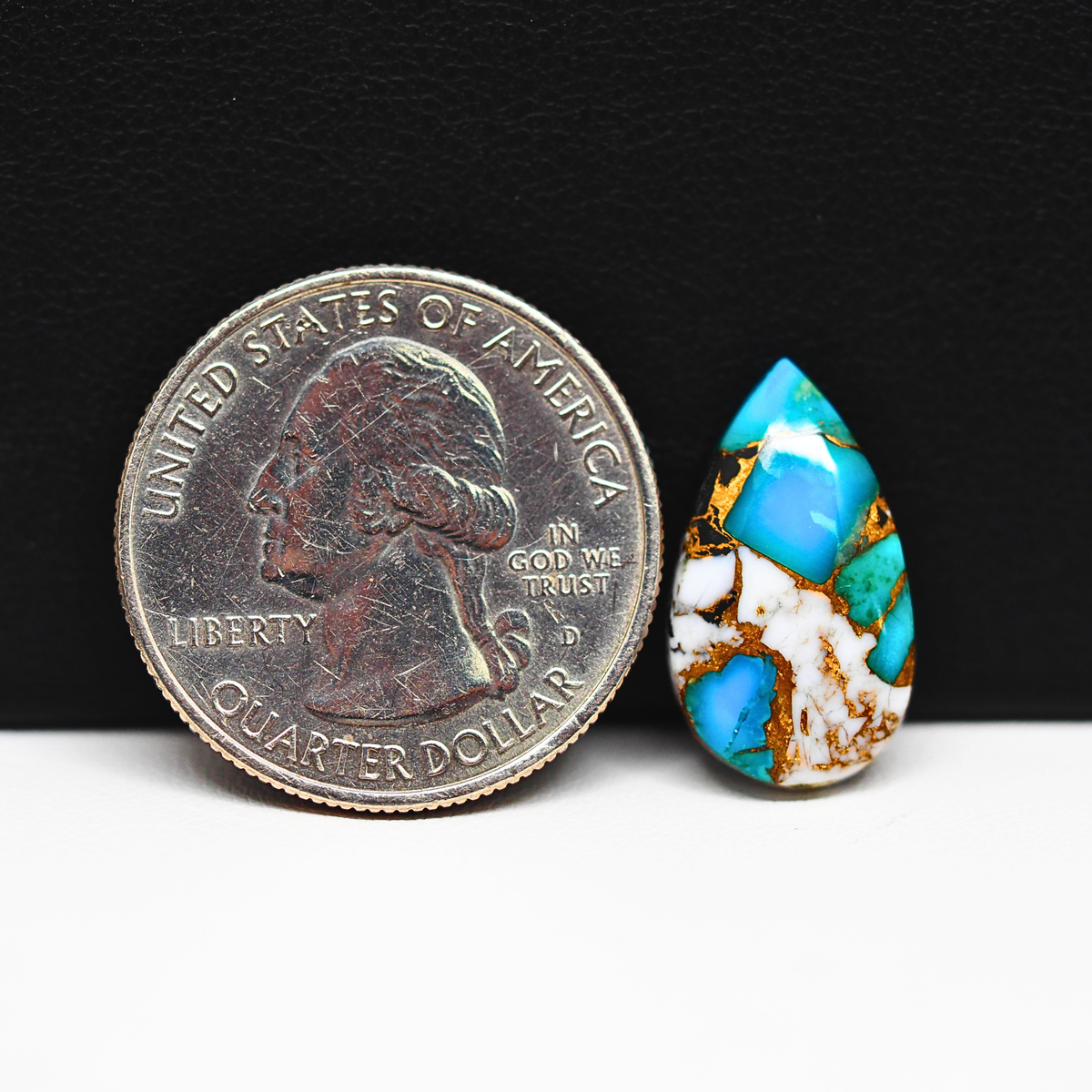 Turquoise & White Buffalo Cabochon 19x11mm 7ct Pear – Kingman, Arizona
