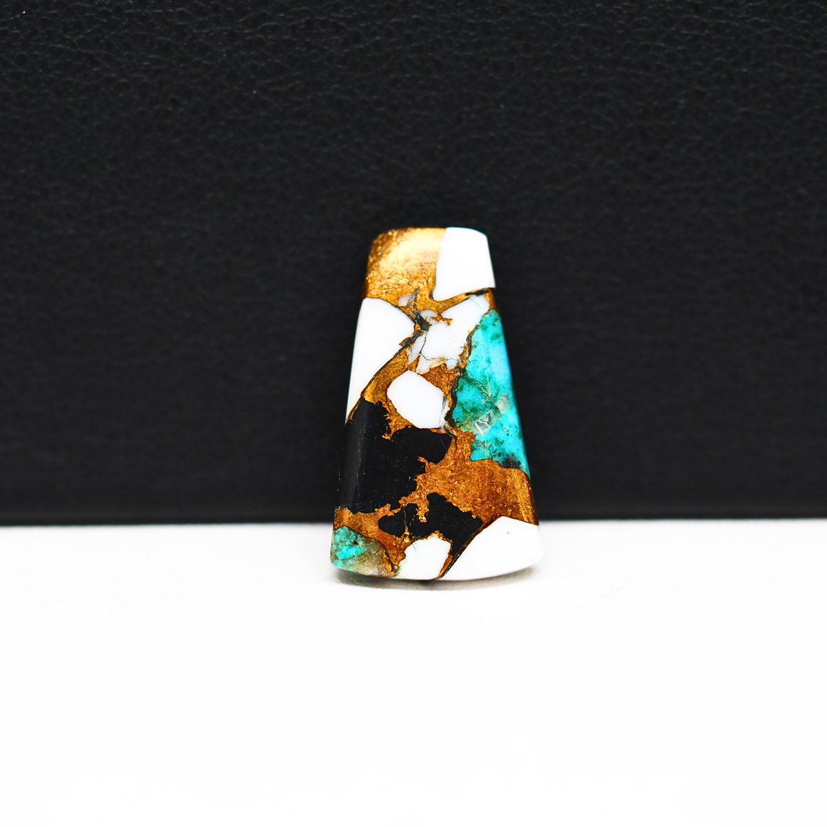 Turquoise & White Buffalo Cabochon 19x11mm 6.5ct Trapezoid – Kingman, Arizona
