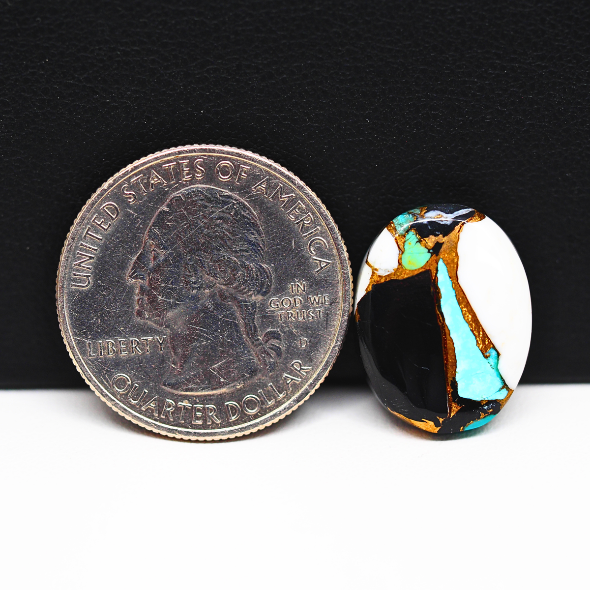 Turquoise & White Buffalo Cabochon 18x14mm 10.5ct Oval – Kingman, Arizona