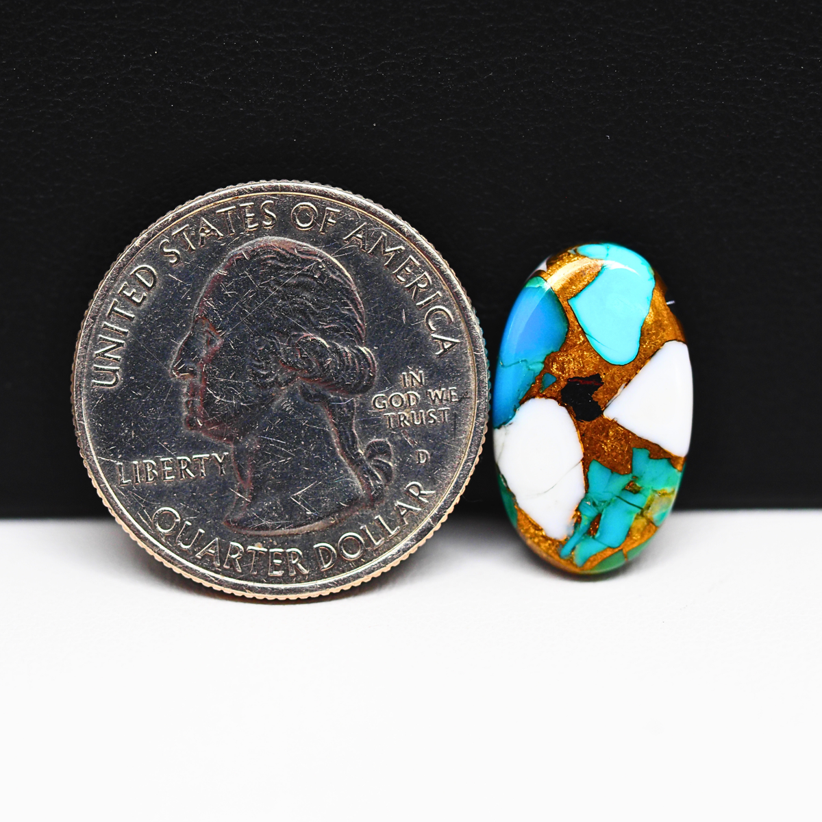 Turquoise & White Buffalo Cabochon 19x12mm 8ct Oval – Kingman, Arizona
