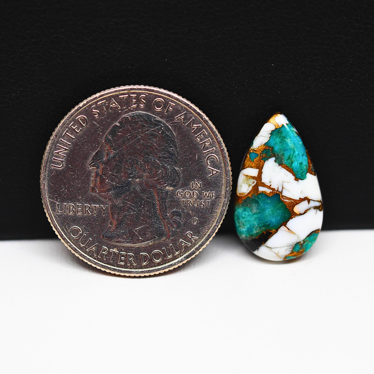 Turquoise & White Buffalo Cabochon 19x11mm 6ct Pear – Kingman, Arizona