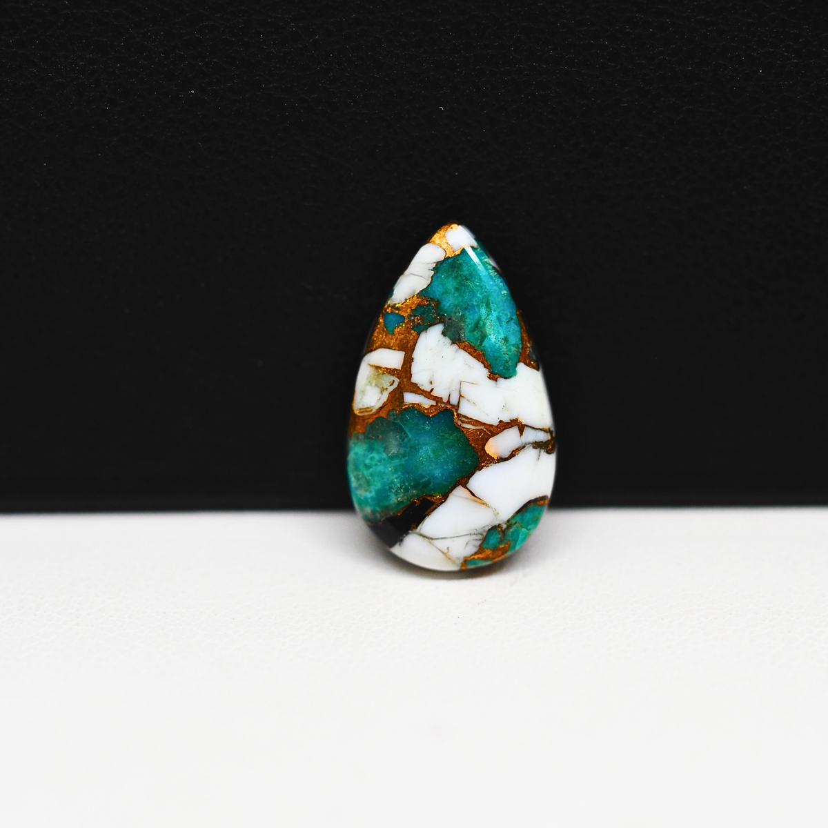 Turquoise & White Buffalo Cabochon 19x11mm 6ct Pear – Kingman, Arizona