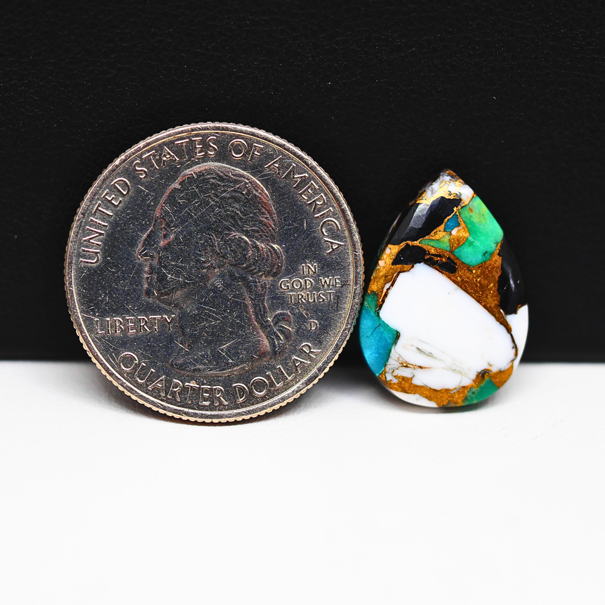 Turquoise & White Buffalo Cabochon 19x14mm 8ct Pear – Kingman, Arizona
