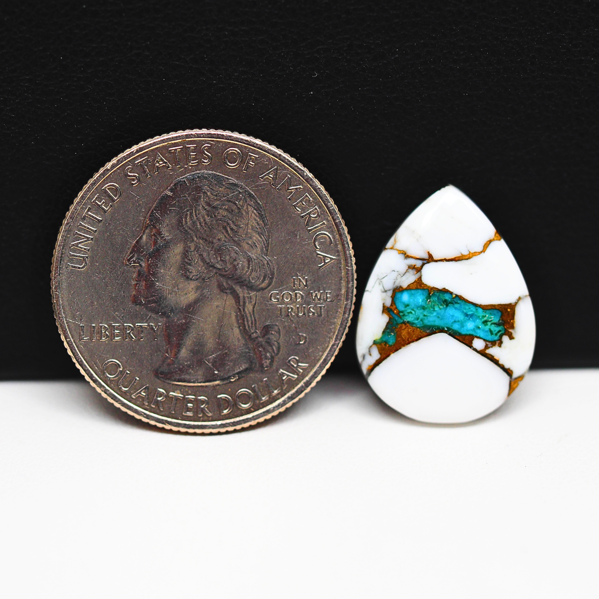 Turquoise & White Buffalo Cabochon 19x14mm 7.5ct Pear – Kingman, Arizona
