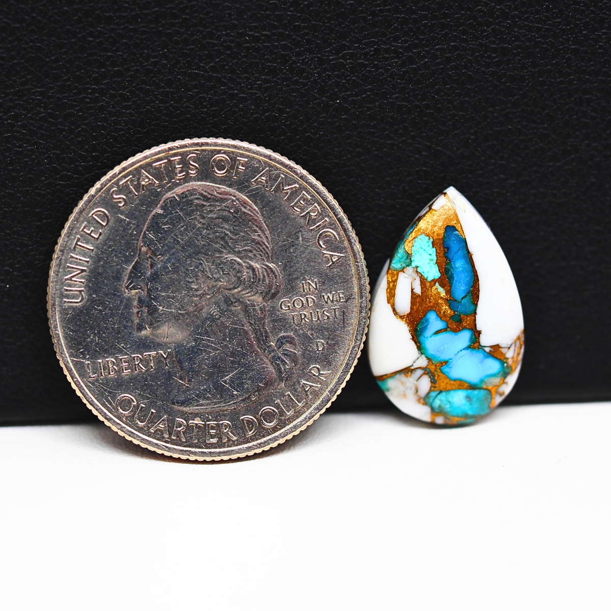 Turquoise & White Buffalo Cabochon 18x12mm 7ct Pear – Kingman, Arizona
