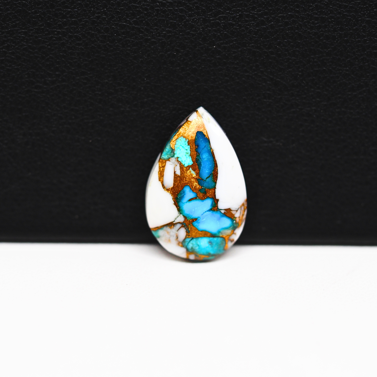 Turquoise & White Buffalo Cabochon 18x12mm 7ct Pear – Kingman, Arizona