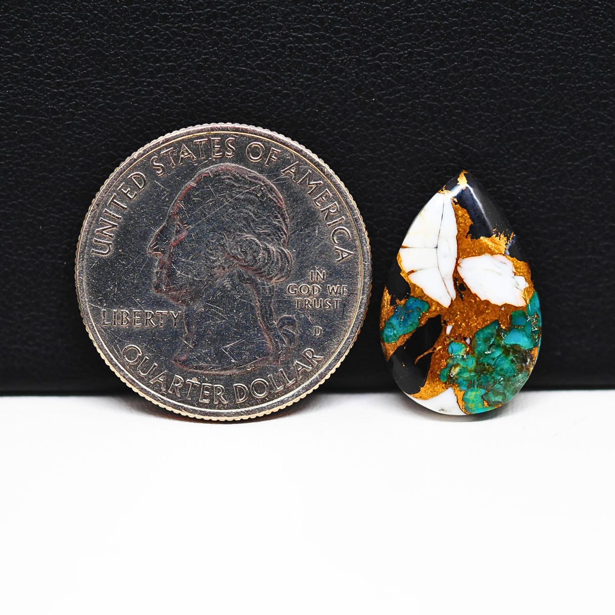 Turquoise & White Buffalo Cabochon 20x13mm 8ct Pear – Kingman, Arizona