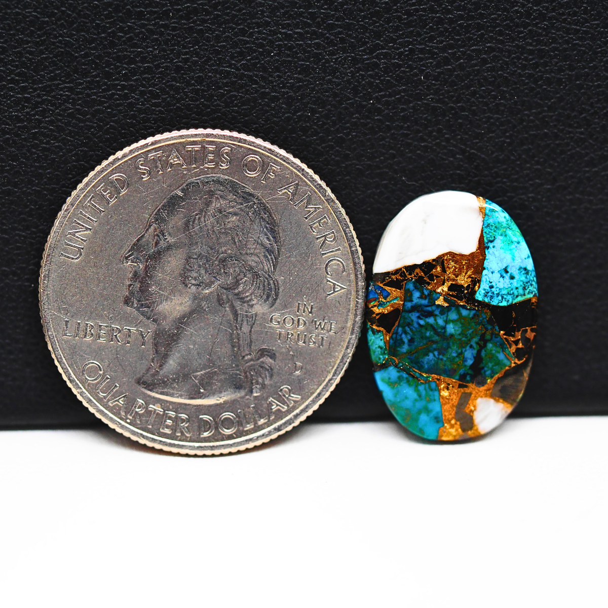 Turquoise & White Buffalo Cabochon 18x13mm 6.5ct Oval – Kingman, Arizona