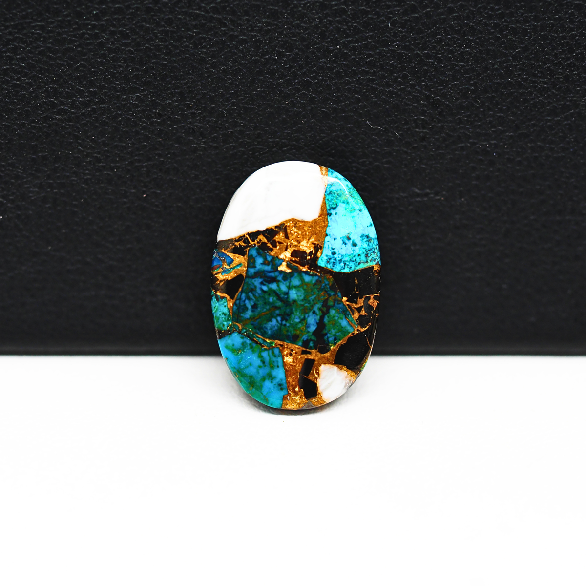 Turquoise & White Buffalo Cabochon 18x13mm 6.5ct Oval – Kingman, Arizona