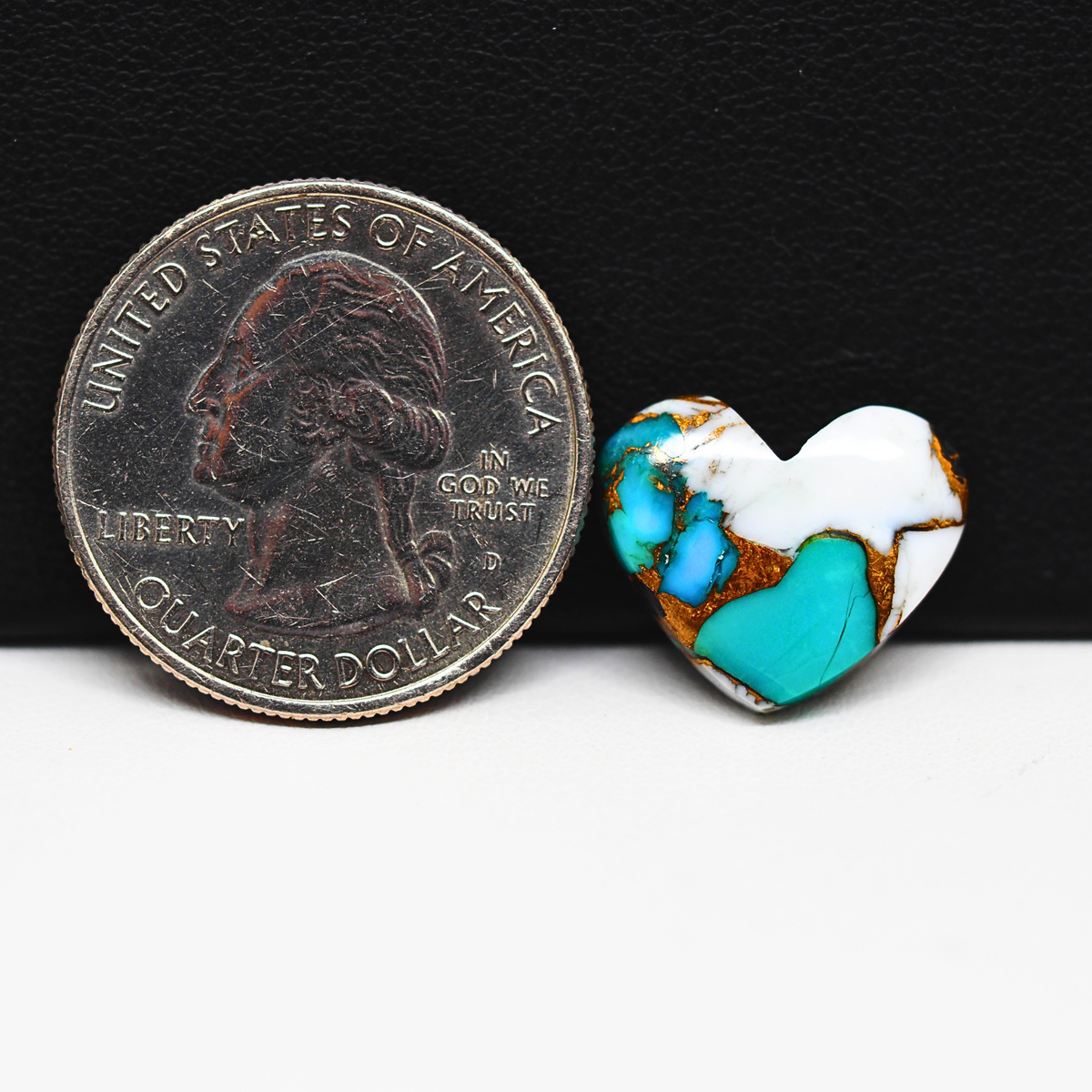 Turquoise & White Buffalo Cabochon 14x16mm 7.5ct Heart – Kingman, Arizona