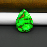 Natural Emerald Dahlia Pear Cabochon 26x19mm 20.5ct - vivid green with copper matrix, ships to Europe, Japan, Canada, Australia, NZ & worldwide - Pedra Gems.