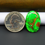 Natural Emerald Dahlia Oval Cabochon 25x17mm 14ct - vivid green with copper matrix, ships to Europe, Japan, Canada, Australia, NZ & worldwide - Pedra Gems.