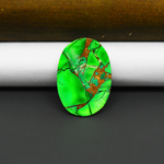 Natural Emerald Dahlia Oval Cabochon 25x17mm 14ct - vivid green with copper matrix, ships to Europe, Japan, Canada, Australia, NZ & worldwide - Pedra Gems.