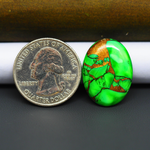 Natural Emerald Dahlia Oval Cabochon 24x18mm 15.5ct - vivid green with copper matrix, ships to Europe, Japan, Canada, Australia, NZ & worldwide - Pedra Gems.