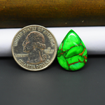 Natural Emerald Dahlia Pear Cabochon 21x15mm 12.5ct - vivid green with copper matrix, ships to Europe, Japan, Canada, Australia, NZ & worldwide - Pedra Gems.