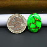 Natural Emerald Dahlia Oval Cabochon 23x17mm 14.5ct - vivid green with copper matrix, ships to Europe, Japan, Canada, Australia, NZ & worldwide - Pedra Gems.