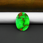 Natural Emerald Dahlia Oval Cabochon 23x17mm 14.5ct - vivid green with copper matrix, ships to Europe, Japan, Canada, Australia, NZ & worldwide - Pedra Gems.