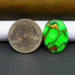 Natural Emerald Dahlia Oval Cabochon 24x16mm 15ct - vivid green with copper matrix, ships to Europe, Japan, Canada, Australia, NZ & worldwide - Pedra Gems.