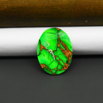 Natural Emerald Dahlia Oval Cabochon 24x16mm 15ct - vivid green with copper matrix, ships to Europe, Japan, Canada, Australia, NZ & worldwide - Pedra Gems.