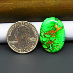 Natural Emerald Dahlia Oval Cabochon 26x19mm 21.5ct - vivid green with copper matrix, ships to Europe, Japan, Canada, Australia, NZ & worldwide - Pedra Gems.
