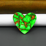 Natural Emerald Dahlia Heart Cabochon 25x27mm 25.5ct - vivid green with copper matrix, ships to Europe, Japan, Canada, Australia, NZ & worldwide - Pedra Gems.