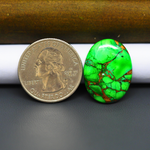 Natural Emerald Dahlia Oval Cabochon 24x18mm 16ct - vivid green with copper matrix, ships to Europe, Japan, Canada, Australia, NZ & worldwide - Pedra Gems.