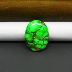 Natural Emerald Dahlia Oval Cabochon 24x18mm 16ct - vivid green with copper matrix, ships to Europe, Japan, Canada, Australia, NZ & worldwide - Pedra Gems.