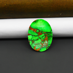 Natural Emerald Dahlia Oval Cabochon 24x18mm 16ct - vivid green with copper matrix, ships to Europe, Japan, Canada, Australia, NZ & worldwide - Pedra Gems.