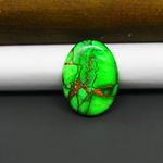 Natural Emerald Dahlia Oval Cabochon 23x18mm 10ct - vivid green with copper matrix - Pedra Gems.