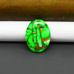 Natural Emerald Dahlia Oval Cabochon 23x18mm 15ct - vivid green with copper matrix - Pedra Gems.