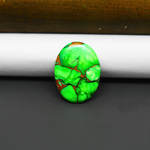 Natural Emerald Dahlia Oval Cabochon 20x15mm 10.5ct - vivid green with copper matrix - Pedra Gems.