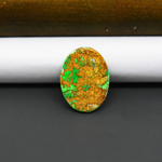 Natural Emerald Dahlia Oval Cabochon 20x15mm 10.5ct - vivid green with copper matrix - Pedra Gems.