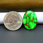 Natural Emerald Dahlia Oval Cabochon 24x18mm 15ct - vivid green with copper matrix - Pedra Gems.