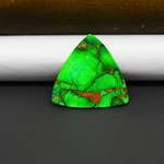 Natural Emerald Dahlia Triangle Cabochon 23x24mm 13ct - vivid green with copper matrix - Pedra Gems.