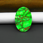 Natural Emerald Dahlia Oval Cabochon 32x22mm 24.5ct - vivid green with copper matrix - Pedra Gems.
